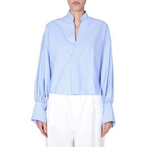 JEJIA COTTON V-NECK SHIRT WITH STRIPED PATTERN SZ 42